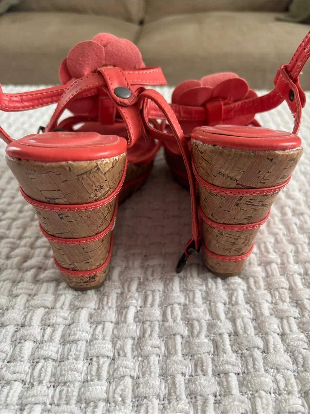 Wanted Coral Floral Wedge Sandals